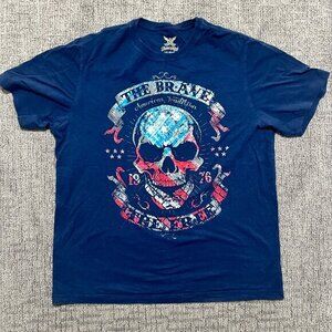 faded glory american skull graphic print shirt‎ the brave the free